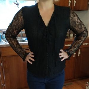 EUC Vintage black lace blouse